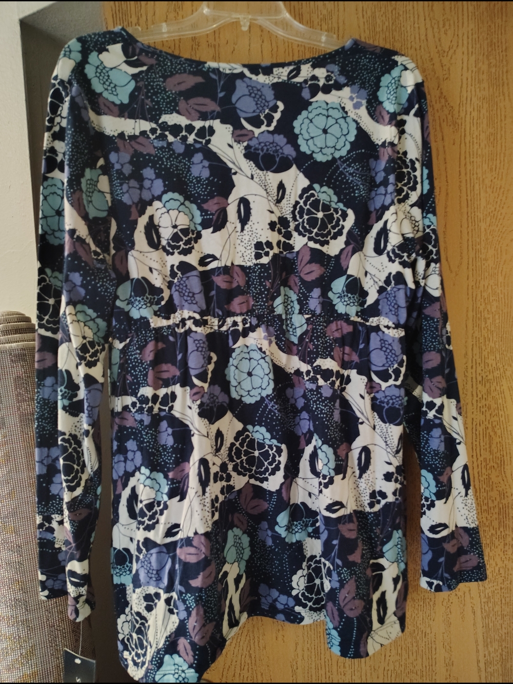 Sonoma Navy Floral Faux-Layered Wrap Tunic with Lavender and Light Blue - Picture 3 of 4